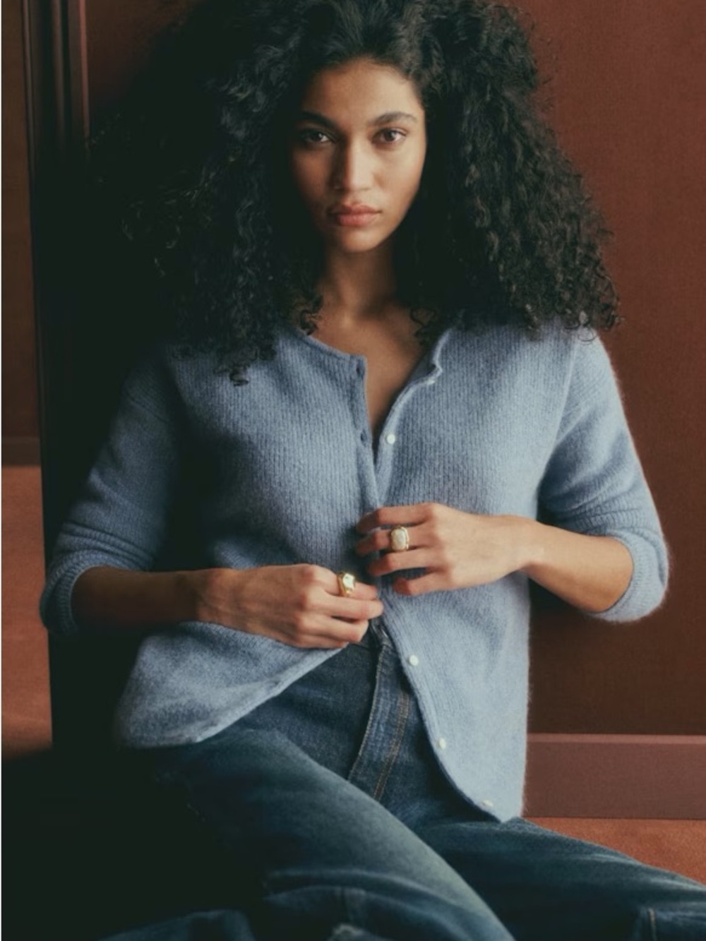 Sezane Gaspard Vintage Blue Cardigan XXL